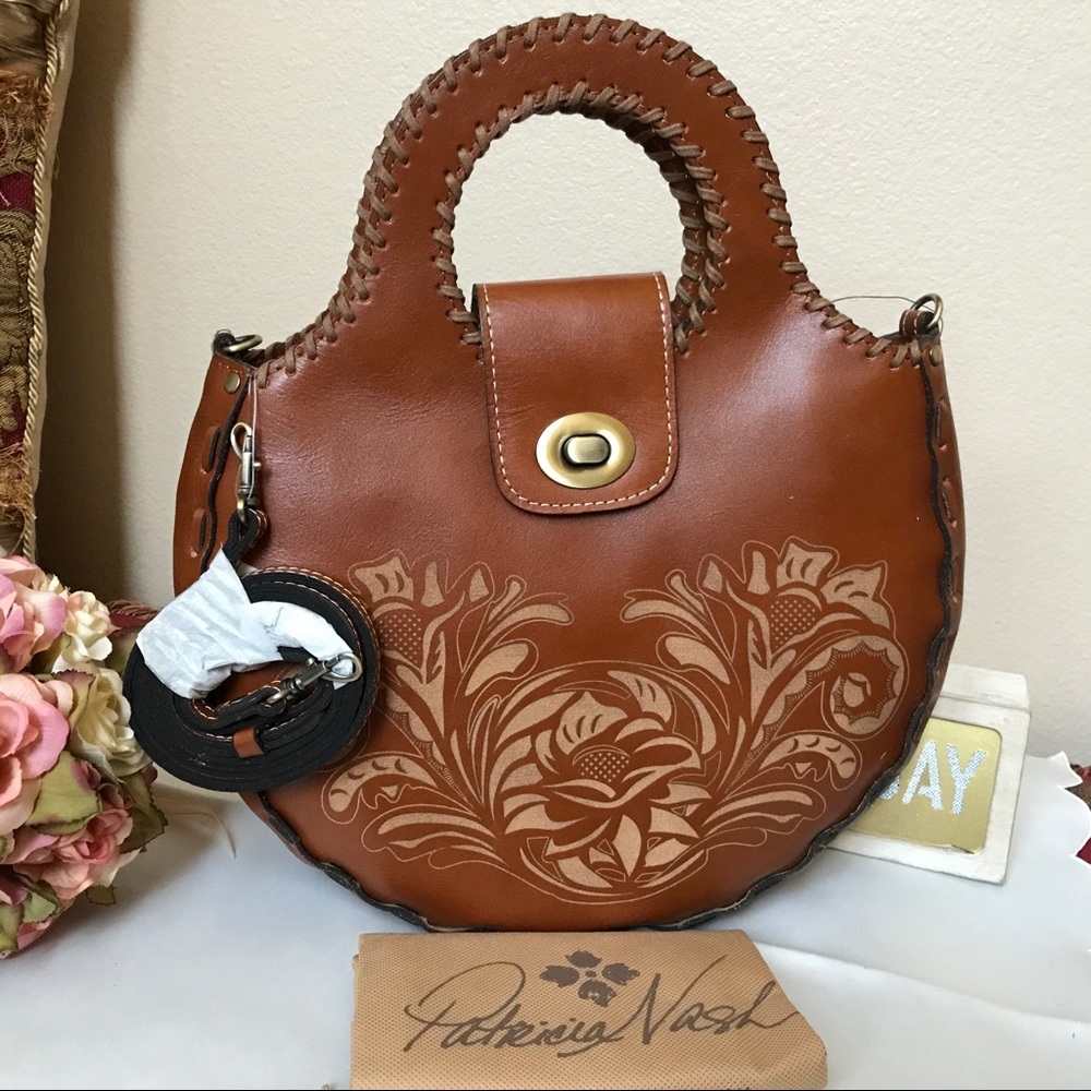 NWT- Patricia Nash Laser Tooled Flower Leather Bag
